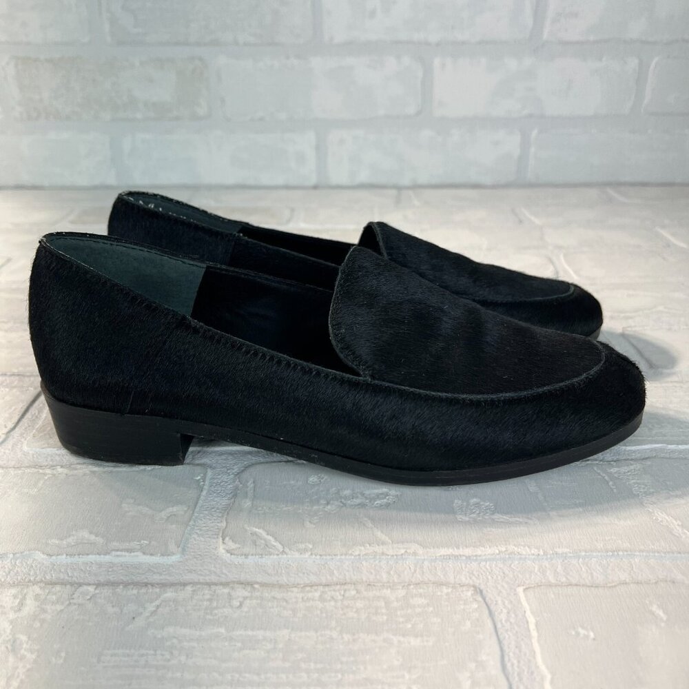 Lucky Brand Loafers Womens 8 Black Cow Hair Camdyn 2 Dyed Slip On Shoes Low Heel